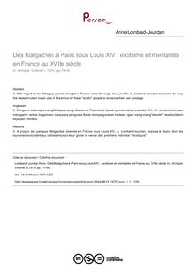 Des Malgaches à Paris sous Louis XIV : exotisme et mentalités en France au XVIIe siècle - article ; n°1 ; vol.9, pg 79-90