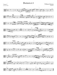 Partition ténor viole de gambe 2, alto clef, Fantasia, G minor, Simmes, William