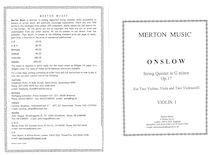 Partition parties complètes, corde quintette No.4, Op.17, Onslow, Georges