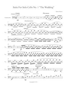 Partition complète,  No.1 pour violoncelle Solo, The Wedding, D major