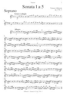 Partition Soprano , partie, Sei Sinfonie e Sei concerts a Cinque, Op.2