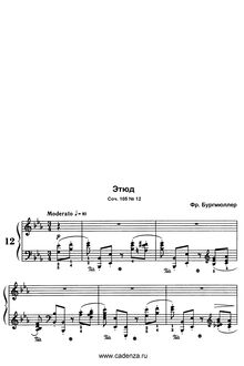 Partition No.12, 12 Etudes, Op.105, Burgmüller, Friedrich