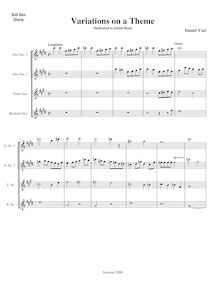 Partition complète, Variations on a Theme pour Saxophone quatuor