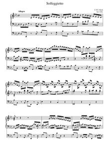 Partition complète, Solfeggietto, Wq.117.1 / H.220, Bach, Carl Philipp Emanuel par Carl Philipp Emanuel Bach