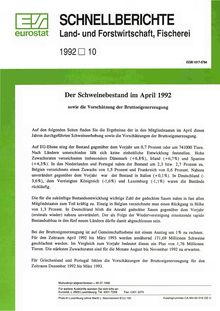 SCHNELLBERICHTE Land- und Forstwirtschaft, Fischerei. 1992 10