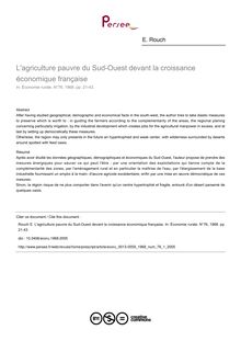 L agriculture pauvre du Sud-Ouest devant la croissance économique française - article ; n°1 ; vol.76, pg 21-43