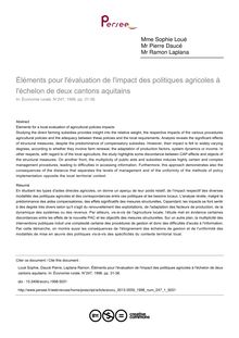 Éléments pour l évaluation de l impact des politiques agricoles à l échelon de deux cantons aquitains - article ; n°1 ; vol.247, pg 31-38