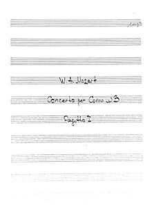 Partition basson 1, cor Concerto, E♭ major, Mozart, Wolfgang Amadeus