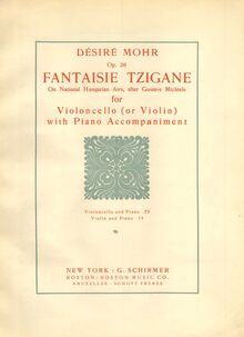 Partition couverture couleur, Fantaisie Tzigane on National Hungarian Airs, Op.26