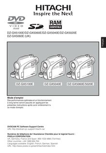 Notice Camescope numérique Hitachi  DZ-GX5020E