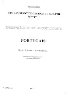 Portugais 2006 BTS Assistant de gestion de PME-PMI (AG)