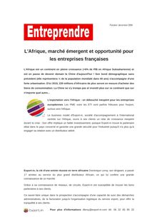 L Afrique, marché émergent et opportunité pour les entreprises françaises