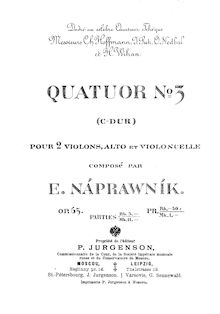 Partition complète, corde quatuor No.3, Op.65, C major, Nápravník, Eduard