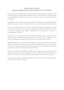 Loi Macron - Motion de censure déposée par l UMP