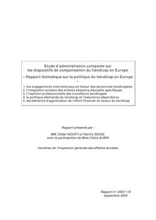 Etude d administration comparée sur les dispositifs de compensation du handicap en Europe : rapport thématique sur la politique du handicap en Europe