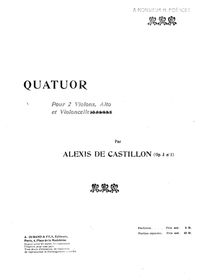 Partition violon 1, corde quatuors, Op.3, Castillon, Alexis de