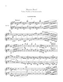 Partition clarinette 1/2 (B♭, A), Valses nobles et sentimentales