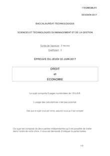 Bac STMG 2017 : Sujet eco droit