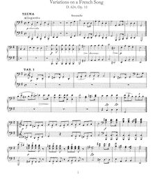 Partition complète, 8 Variations on a French Song, D.624, Schubert, Franz par Franz Schubert