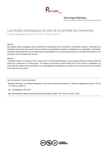 Les études écologiques du site de la centrale de Gravelines - article ; n°4 ; vol.53, pg 295-312