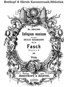 Partition viole de gambe, Sonata a 4, Fasch, Johann Friedrich
