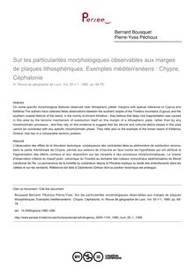 Sur les particularités morphologiques observables aux marges de plaques lithosphériques. Exemples méditerranéens : Chypre, Céphalonie - article ; n°1 ; vol.55, pg 69-78