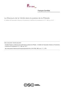 Le Discours de la Vérité dans la poésie de la Pléiade   ; n°1 ; vol.17, pg 76-77