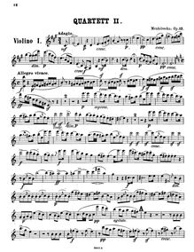 Partition violon 1, corde quatuor No.2, Op.13, A minor, Mendelssohn, Felix