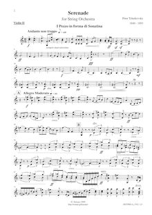 Partition violons II, Serenade pour corde orchestre, Серенада для струнного оркестра (Serenade dlya strunnogo orkestra), Serenade for Strings