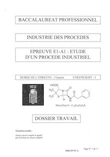 Etude d un procédé industriel 2006 Bac Pro - Industries de procédés