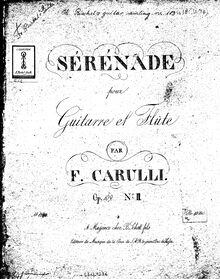 Partition , Sérénade, 6 Duos pour gituarre et flûte, Carulli, Ferdinando