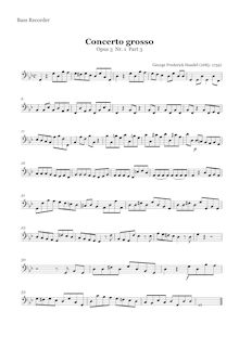 Partition basse enregistrement , Concerto Grosso en B-flat major par George Frideric Handel