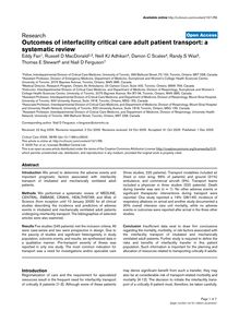 Outcomes of interfacility critical care adult patient transport: a systematic review