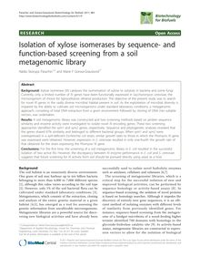 Isolation of xylose isomerases by sequence- and function-based screening from a soil metagenomic library