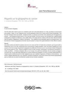 Regards sur la géographie du cancer - article ; n°466 ; vol.84, pg 665-698