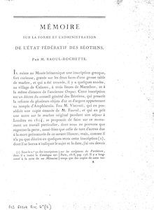 Mémoire sur la forme et l administration de l état fédératif des béotiens / par M. Raoul-Rochette