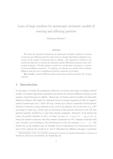 Laws of large numbers for mesoscopic stochastic models of reacting and diffusing particles