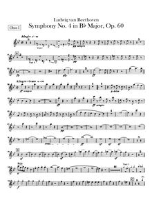 Partition hautbois 1, 2, Symphony No.4, B♭ major, Beethoven, Ludwig van