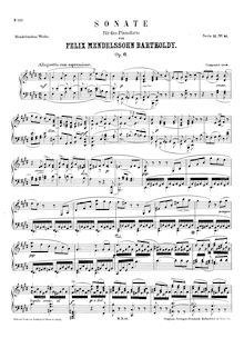 Partition complète (scan), Piano Sonata, Op.6, E, Mendelssohn, Felix