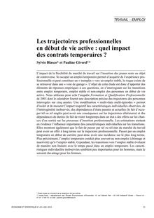 Les trajectoires professionnelles en début de vie active : quel impact des contrats temporaires ? - article ; n°1 ; vol.431, pg 73-93