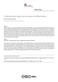 L alternance de langue comme signe de différenciation générationnelle - article ; n°1 ; vol.58, pg 37-64