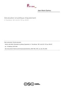 Dévaluation et politique d ajustement - article ; n°109 ; vol.28, pg 209-227