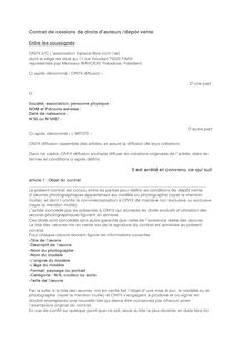 Contrat de cessions de droits d'auteurs /dépôt vente Entre les ...