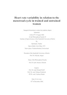 Heart rate variability in relation to the menstrual cycle in trained and untrained women [Elektronische Ressource] / by Spielmann, Nadine