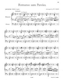 Partition complète, Romance sans Paroles, Op.92, Lefébure-Wély, Louis James Alfred