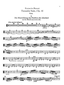 Partition altos, Turandot , Orchester Suite aus der Musik zu Gozzis Märchendrama Turandot