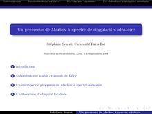 Introduction Subordinateur de Levy Un Markov croissant Un theoreme d ubiquite localisee