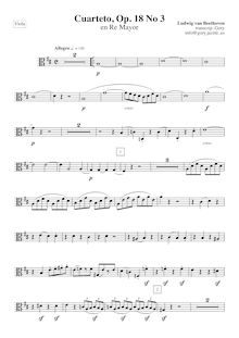 Partition viole de gambe, corde quatuor No.3, Op.18/3, D major, Beethoven, Ludwig van