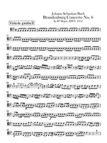 Partition viole de gambe II, Brandenburg Concerto No.6, 6. Brandenburgisches Konzert par Johann Sebastian Bach