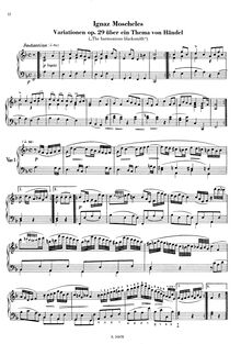 Partition complète, Variations pour le Pianoforte sur un Thème de Händel